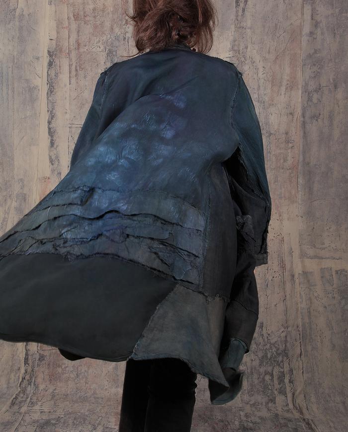 one-size-fits-all silk dark greens/gray jacket/coat