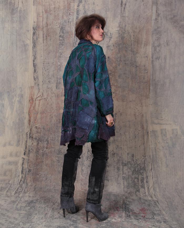 'peacock feathers' oversized highly detailed silk jacket