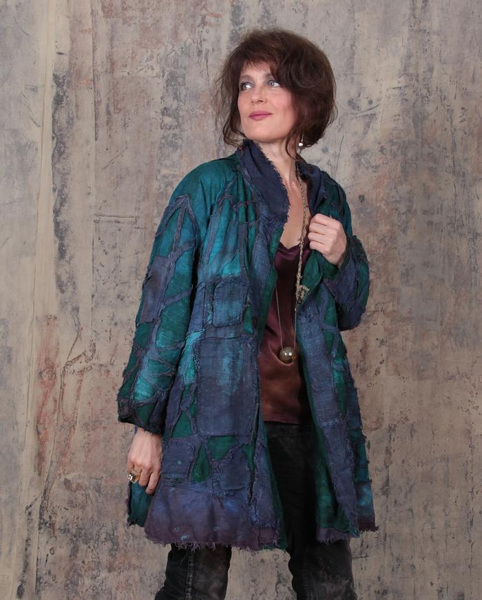 'peacock feathers' oversized highly detailed silk jacket