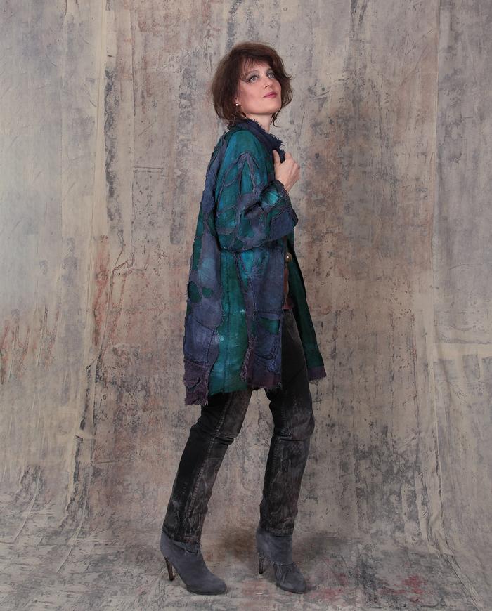 'peacock feathers' oversized highly detailed silk jacket