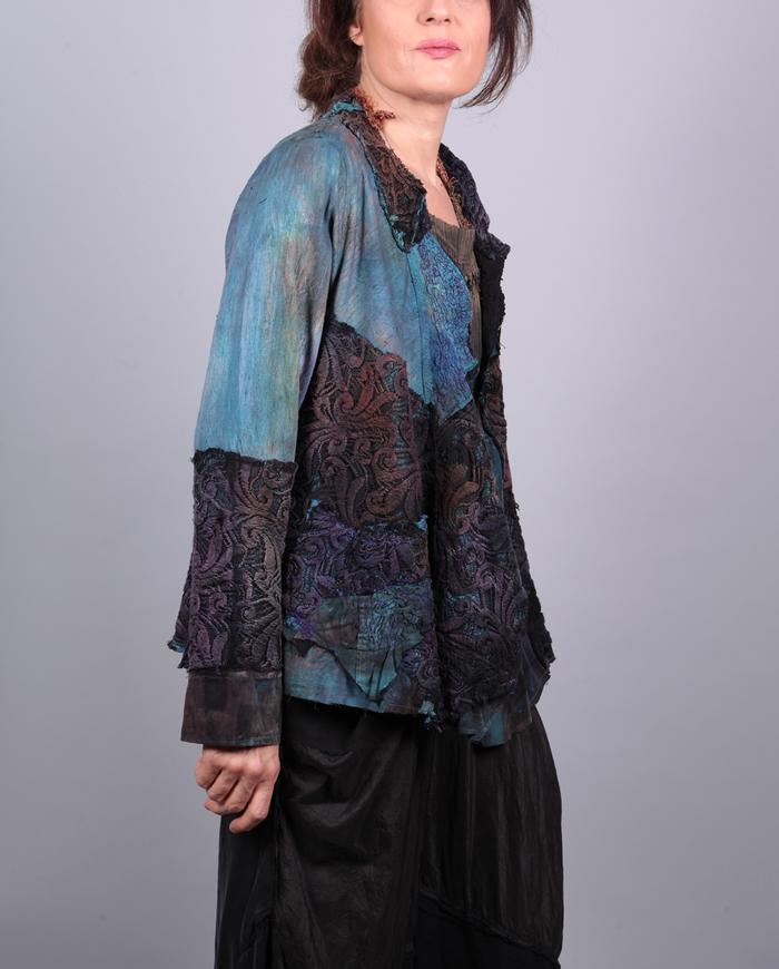 'over the rainbow' lace overlay silk short jacket