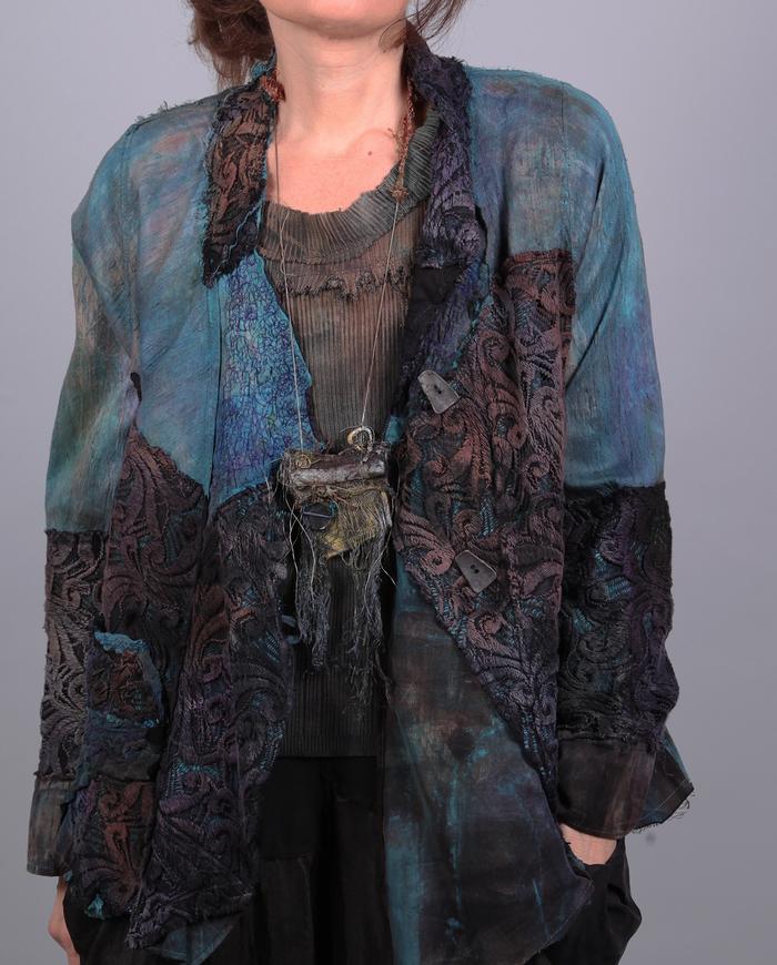 'over the rainbow' lace overlay silk short jacket