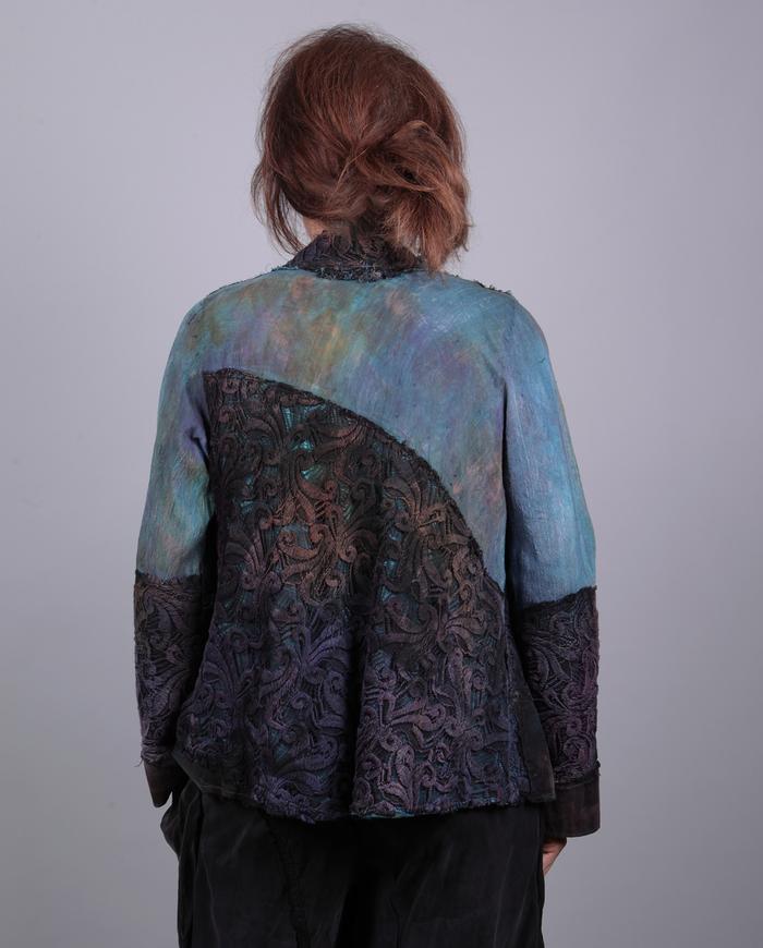 'over the rainbow' lace overlay silk short jacket