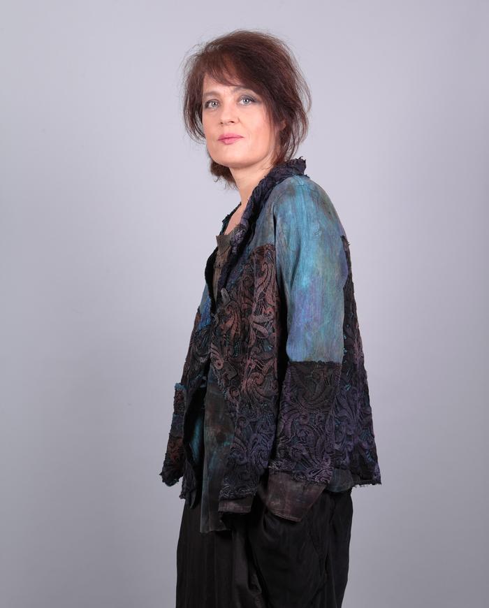 'over the rainbow' lace overlay silk short jacket