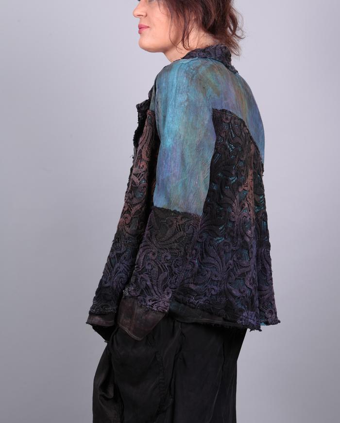 'over the rainbow' lace overlay silk short jacket