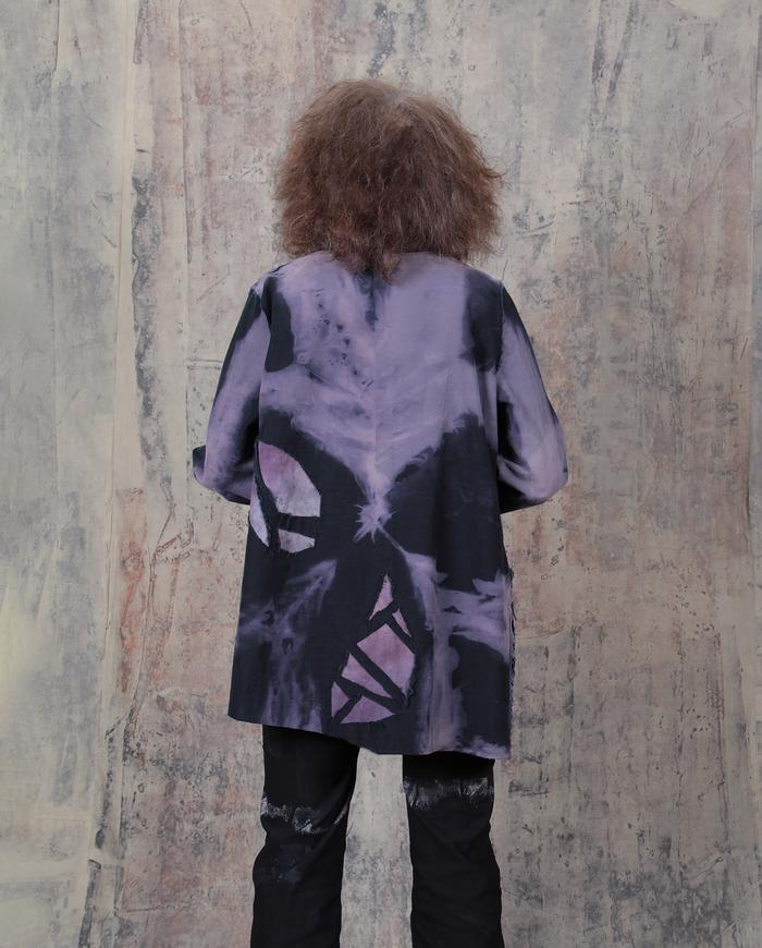oversized asymmetrical black and violet jacket