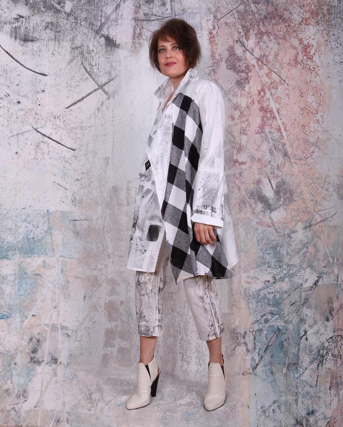 black and white graphic jacket