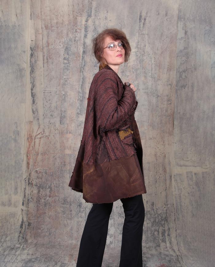 wovenleather oversized brown fall jacket