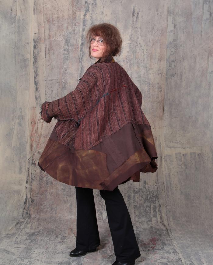 wovenleather oversized brown fall jacket