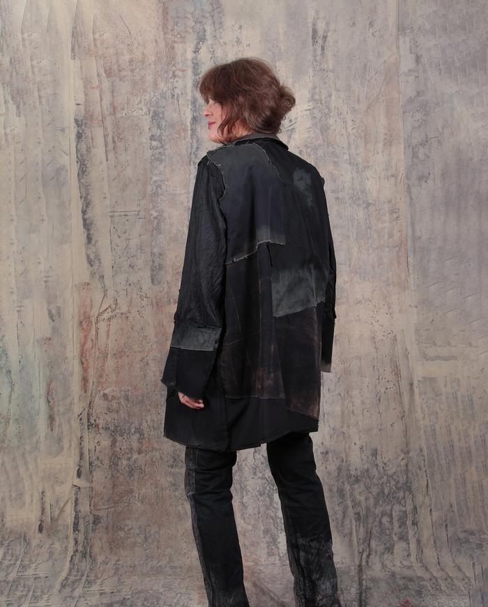 'city chic' dark patchwork on black oversized jacket