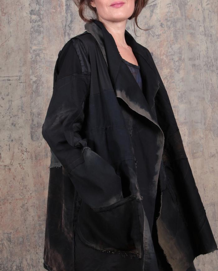 'city chic' dark patchwork on black oversized jacket