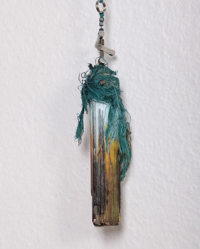 hand-painted turquoise/fire  selenite modern pendant necklace