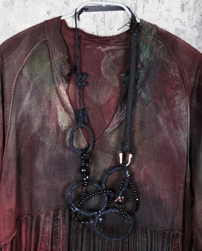 all black large circles chunky beaded necklace