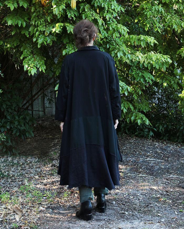 long oversized black on black patchwork swing coat/jacket