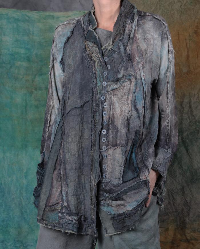 pure art antique silk and linen highly detailed jacket