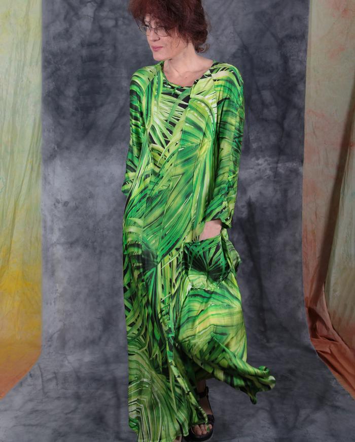 'tropical paradise' mulberry silk maxi dress