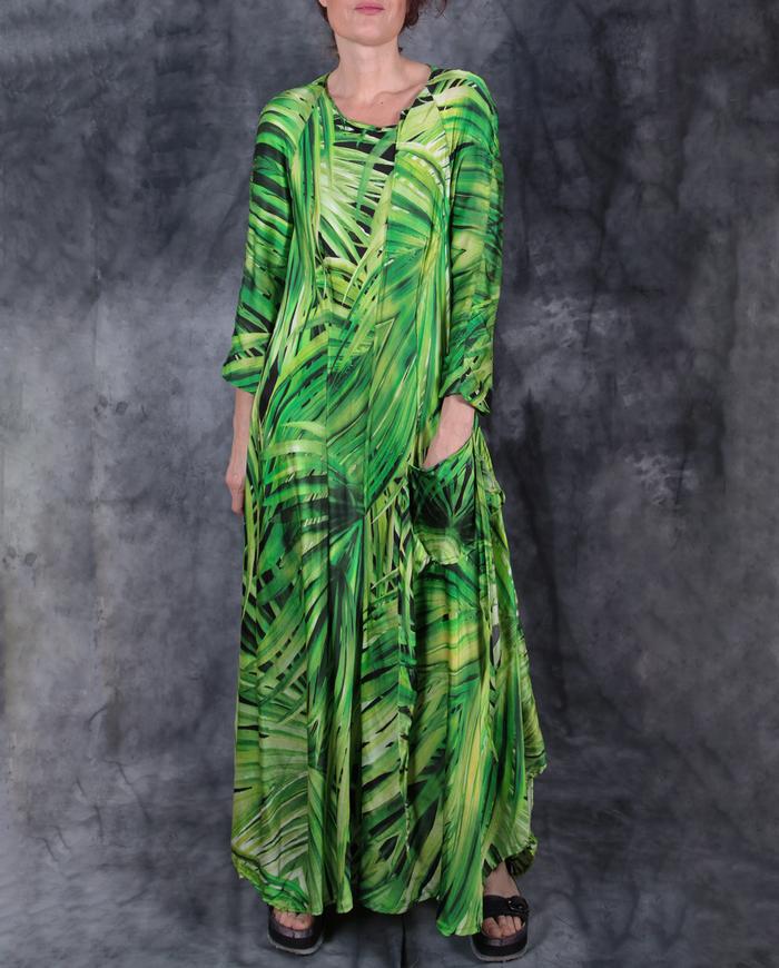 'tropical paradise' mulberry silk maxi dress