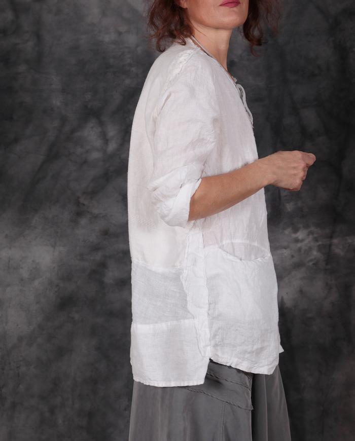 belgian linen white top with deep pockets