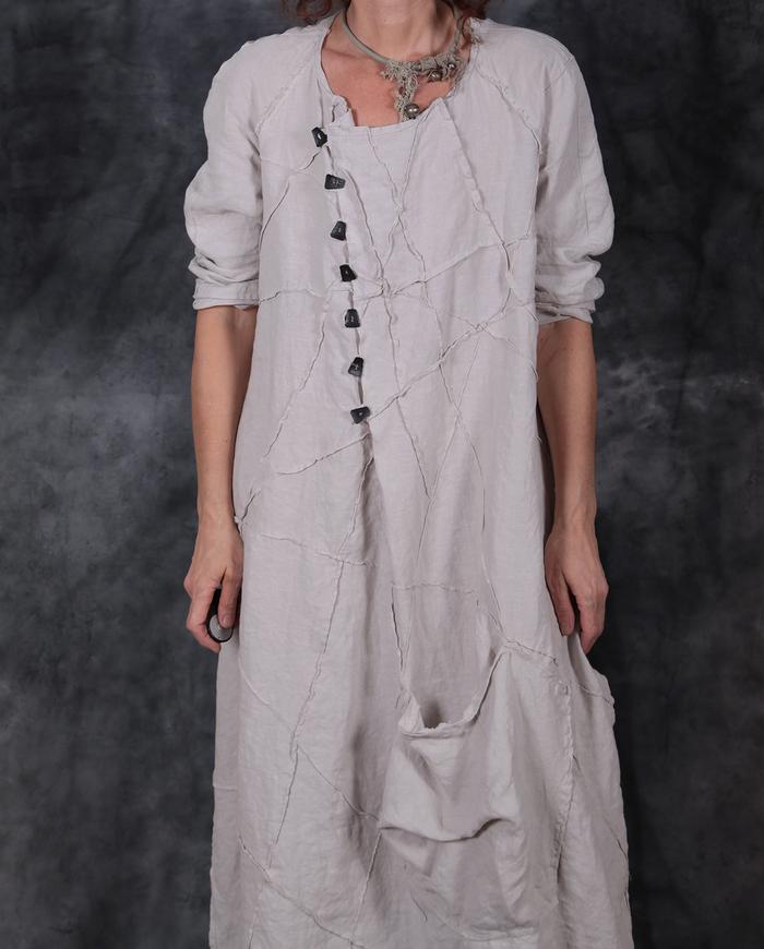 throw-on-and-go relaxed Belgian linen dress in natural