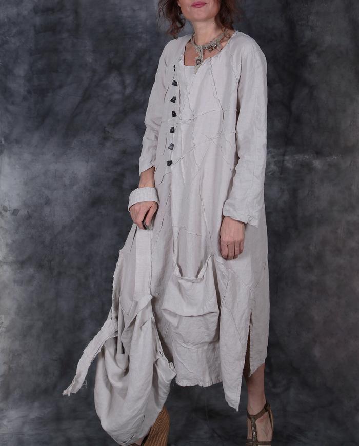 throw-on-and-go relaxed Belgian linen dress in natural