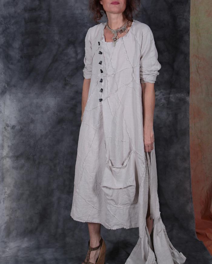 throw-on-and-go relaxed Belgian linen dress in natural