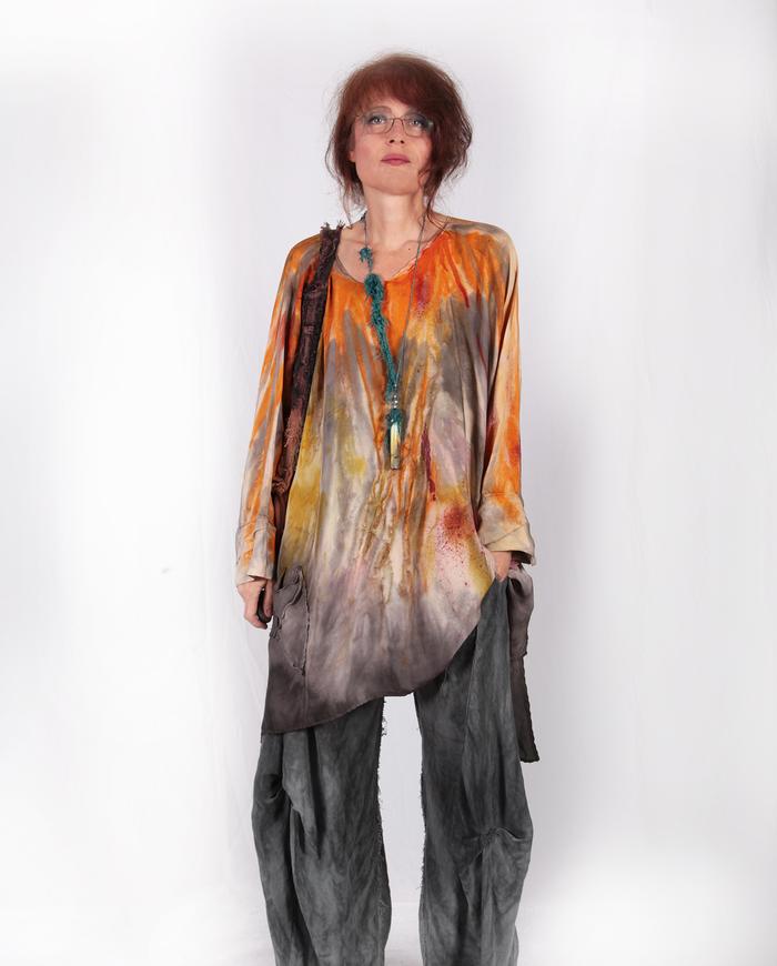 pure sunshine reversible oversized silk crepe tunic 