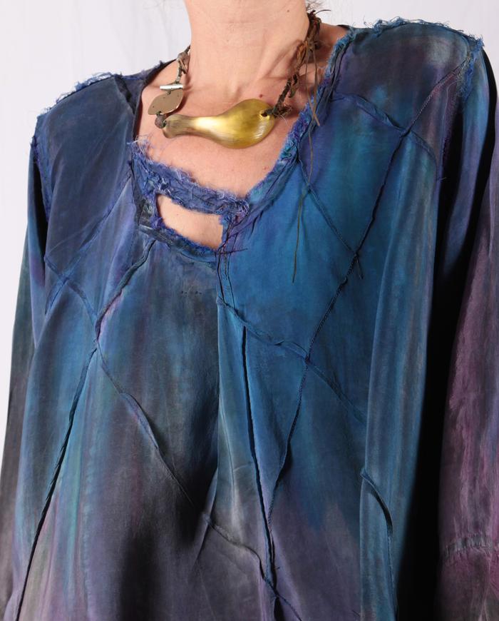 jewel tones lightweight loose-cut silk tunic