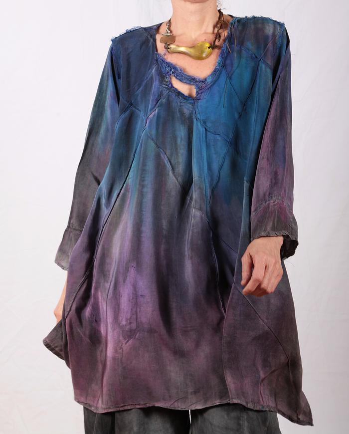 jewel tones lightweight loose-cut silk tunic