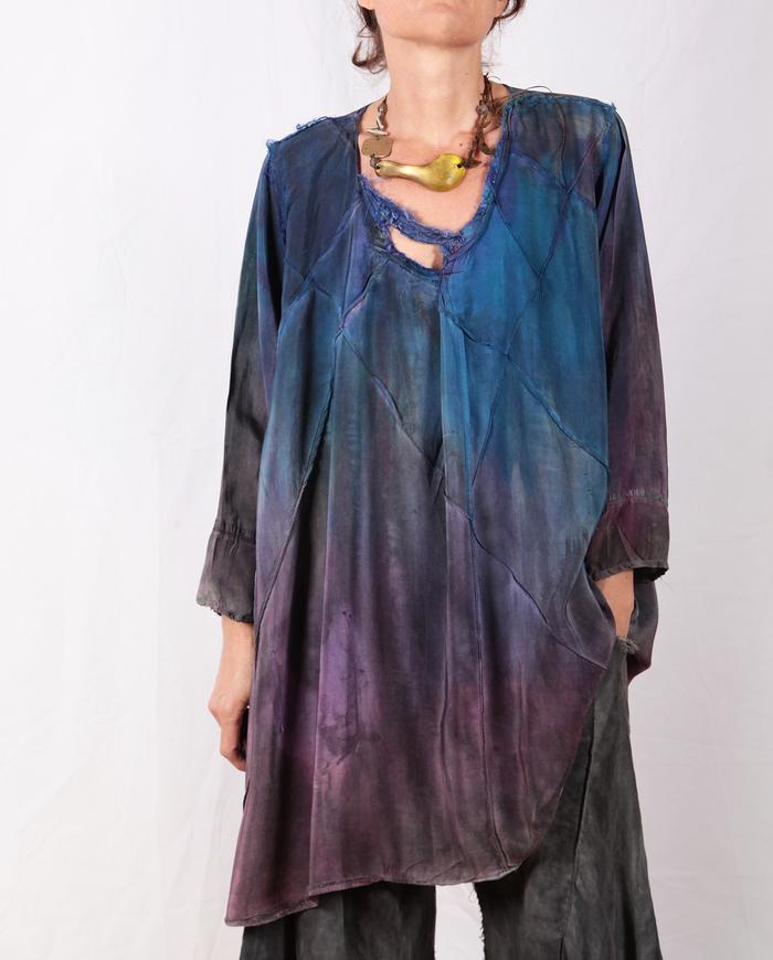 jewel tones lightweight loose-cut silk tunic