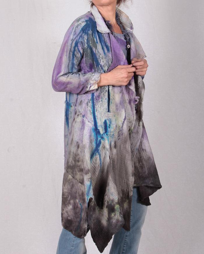 double bubble gauze textured drapey painted jacket