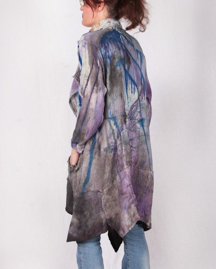 double bubble gauze textured drapey painted jacket