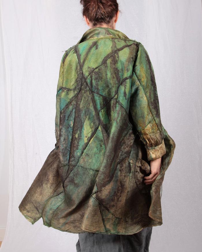 'golden meadow' detailed reversible silk kaftan