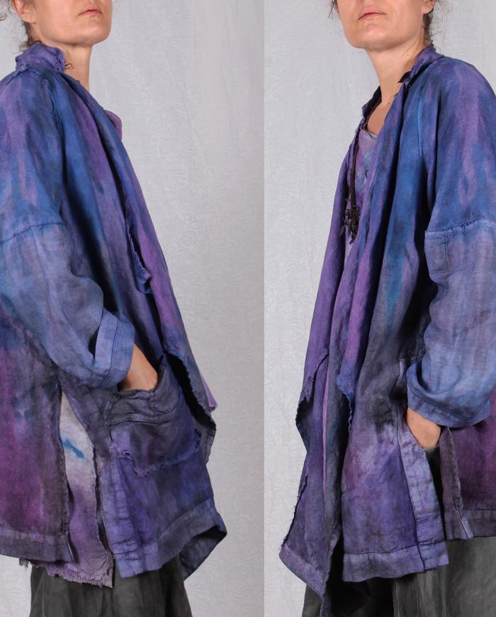 'purple explosion' European mixed linens oversized jacket