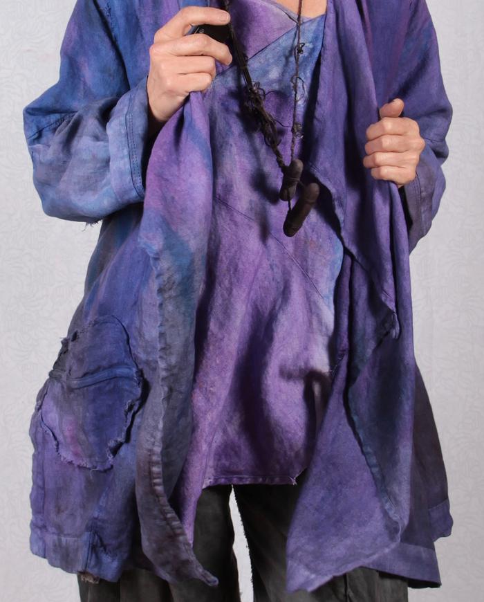 'purple explosion' European mixed linens oversized jacket