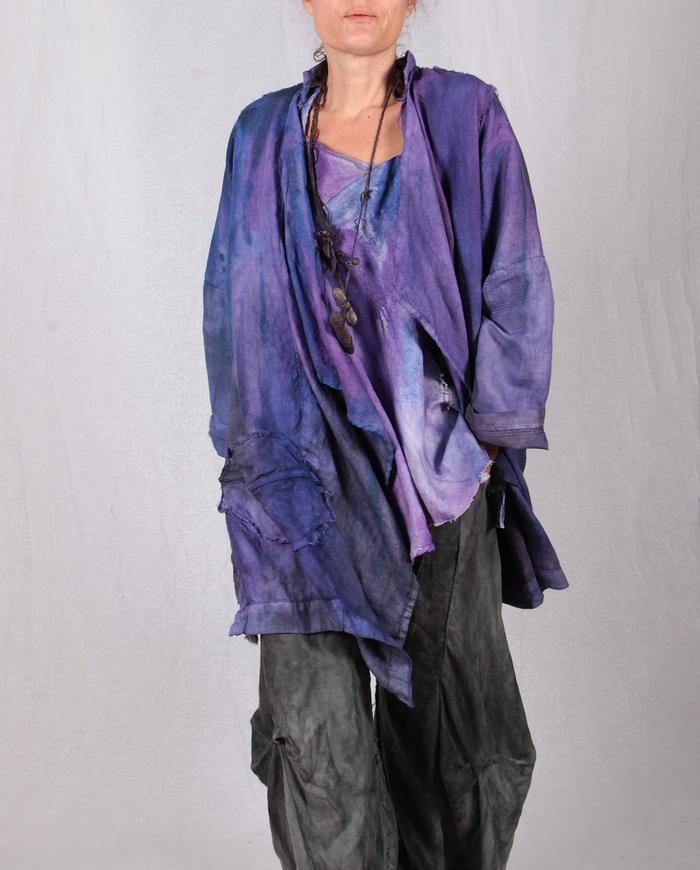 'purple explosion' European mixed linens oversized jacket