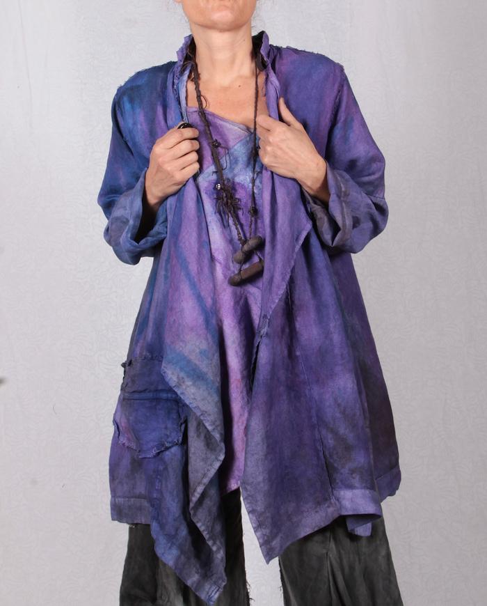 'purple explosion' European mixed linens oversized jacket