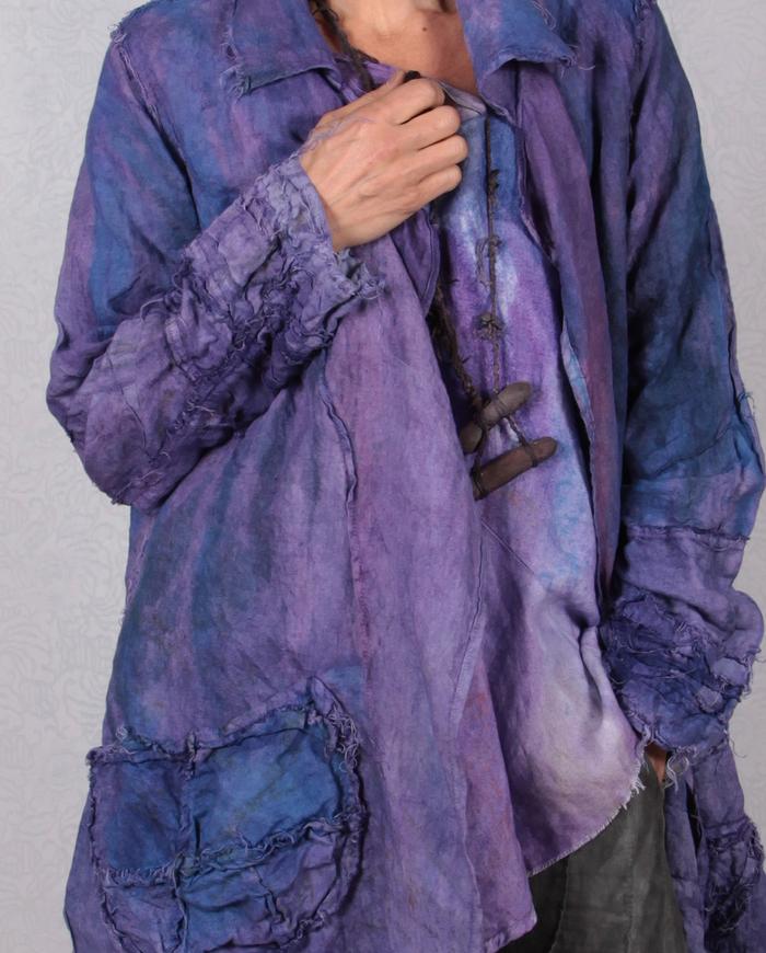 'purple explosion' detailed Belgian linen jacket