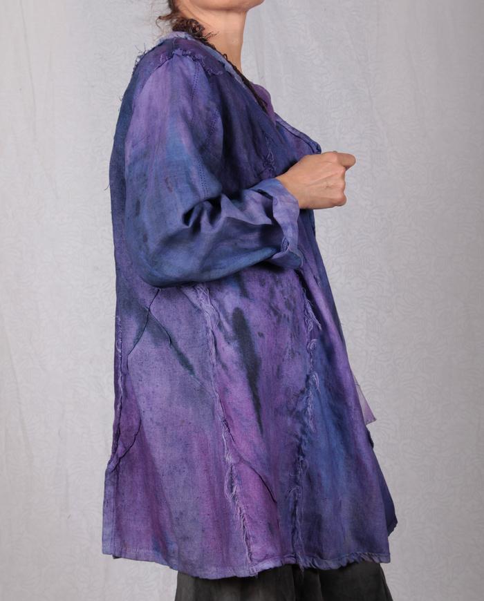 'dreaming in purples' oversized hand-painted reversible jacket.