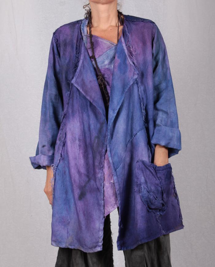 'dreaming in purples' oversized hand-painted reversible jacket.