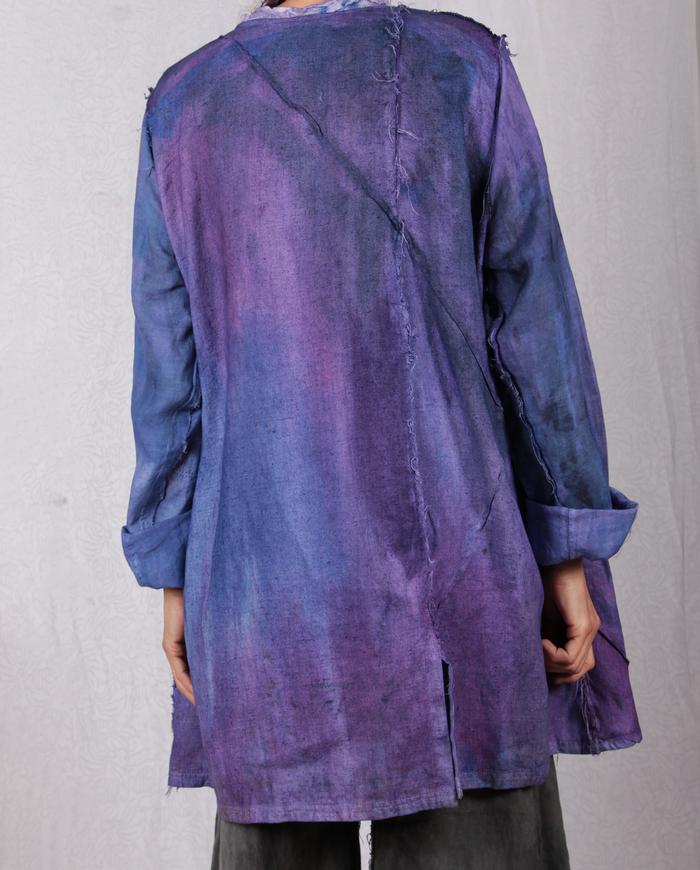 'dreaming in purples' oversized hand-painted reversible jacket.