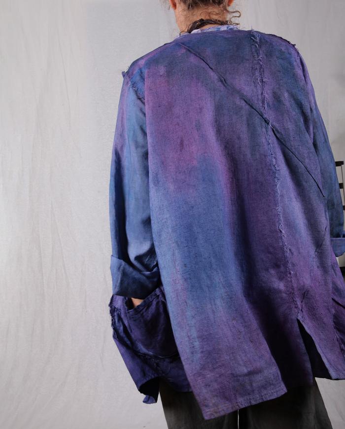 'dreaming in purples' oversized hand-painted reversible jacket.