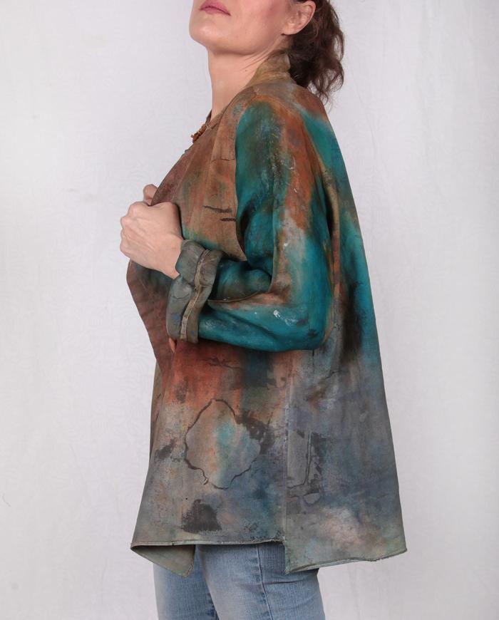 reversible silk and cotton hand-painted jacket