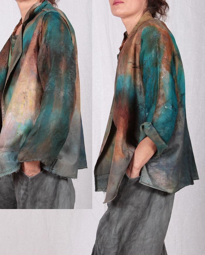 reversible silk and cotton hand-painted jacket