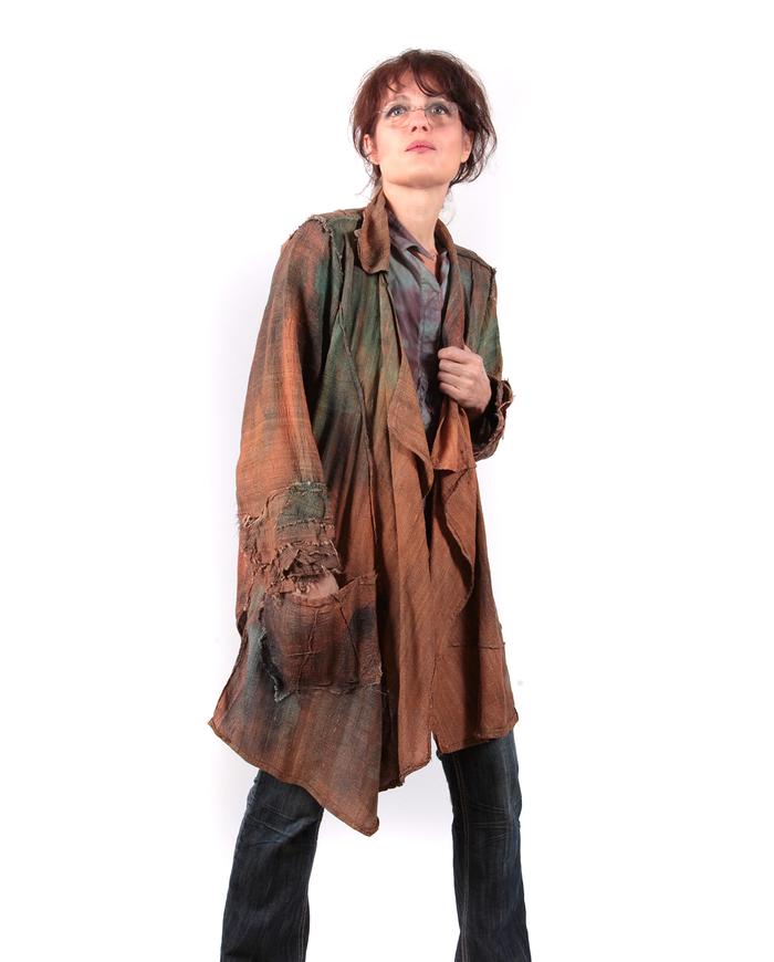 'copper odyssey' textured tussah silk lightweight one size jacket