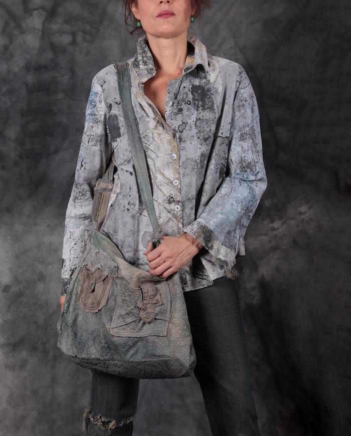 'take me to the moon' gray button-down shirt/jacket