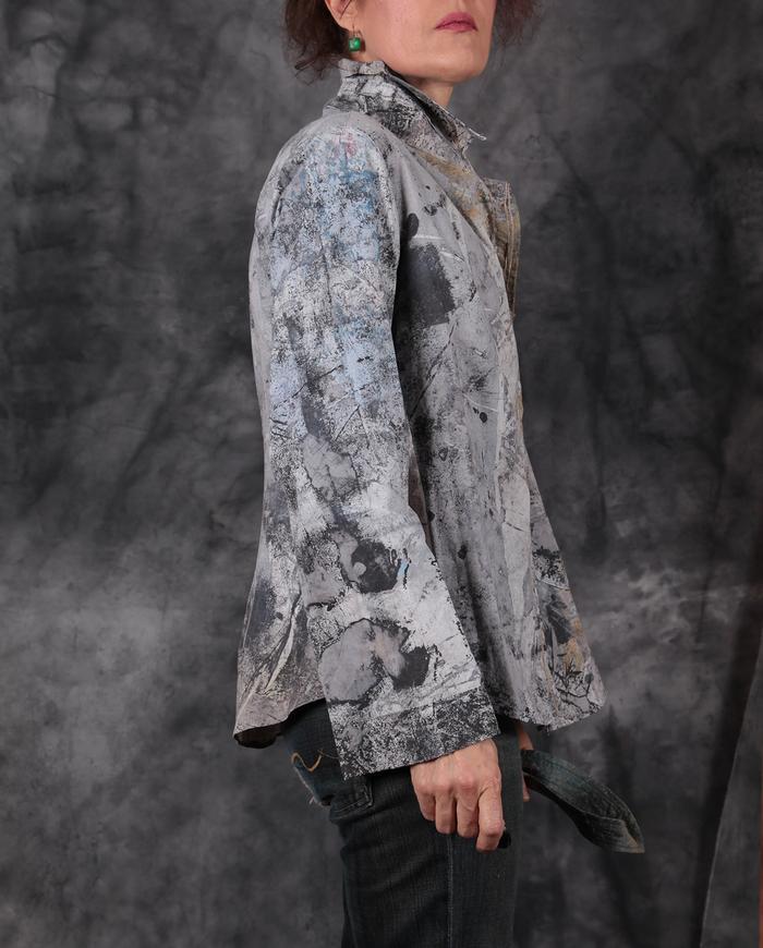 'take me to the moon' gray button-down shirt/jacket
