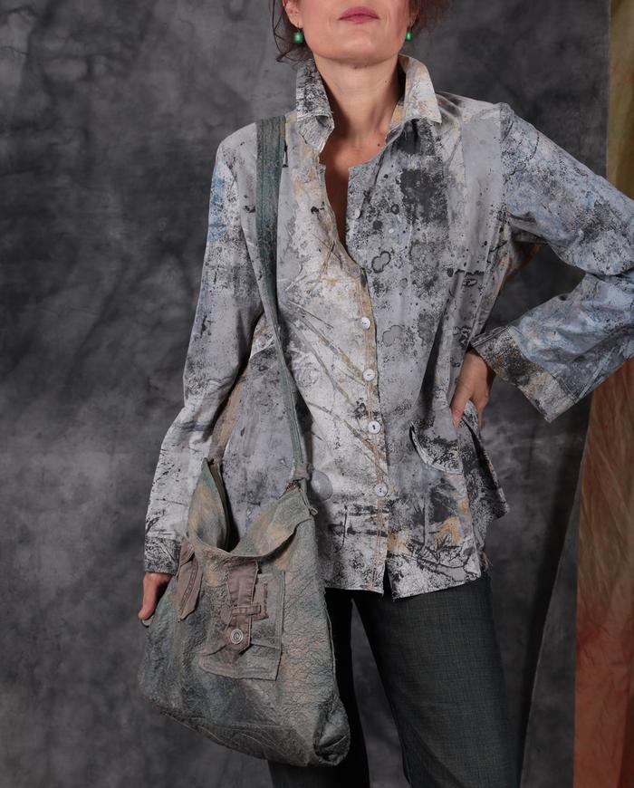 'take me to the moon' gray button-down shirt/jacket