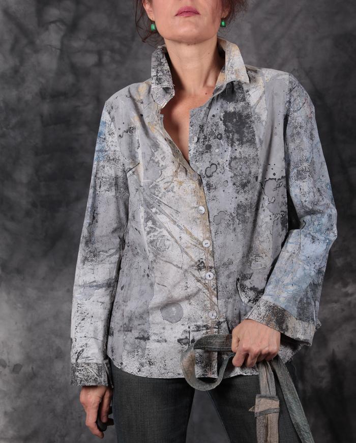 'take me to the moon' gray button-down shirt/jacket
