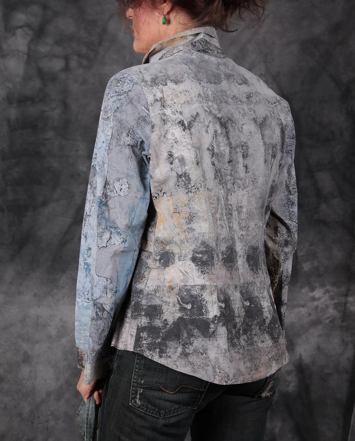 'take me to the moon' gray button-down shirt/jacket