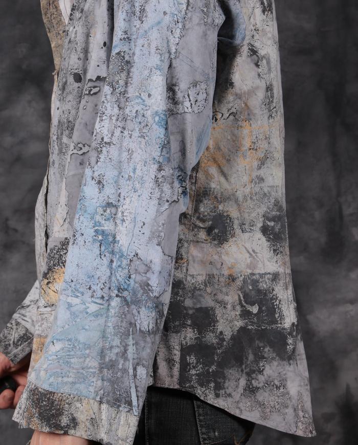 'take me to the moon' gray button-down shirt/jacket